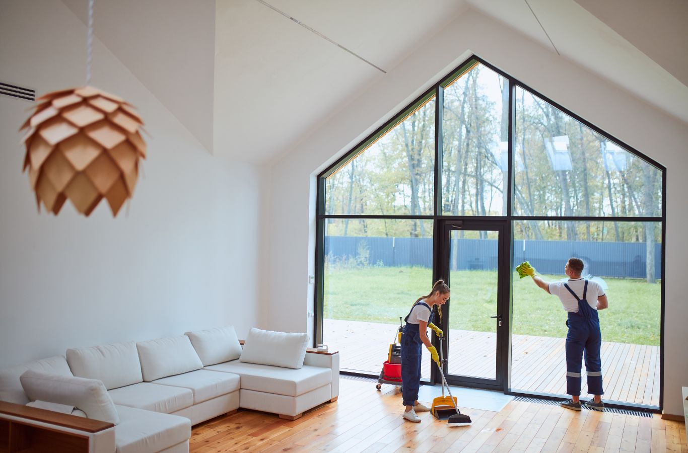 A Sunshine Clean Pros employee offering premium cleaning services in Bernardsville, NJ, using professional-grade equipment for spotless results.