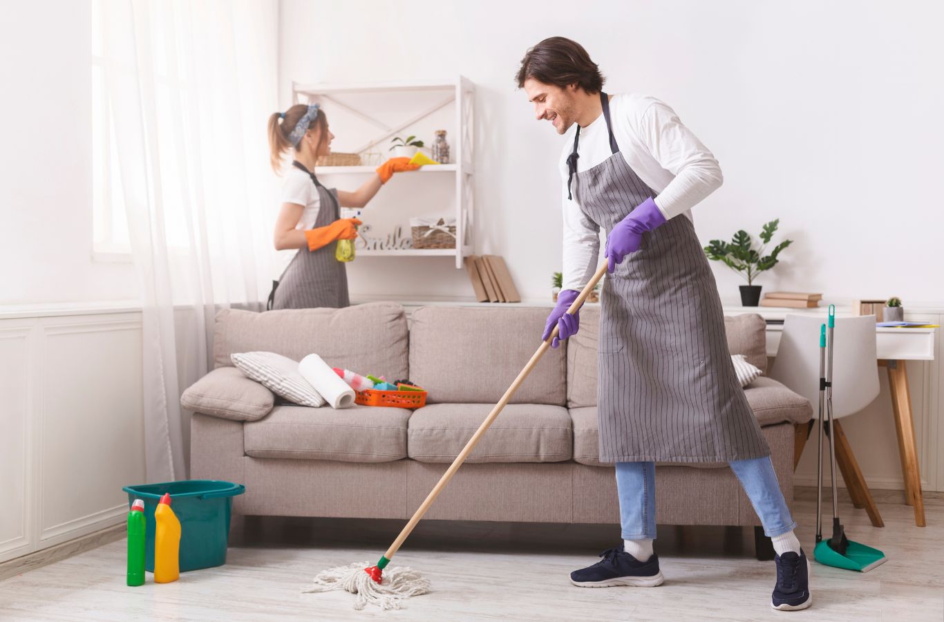 A Sunshine Clean Pros employee delivering top-quality cleaning services in Branchburg, NJ, using professional tools to ensure detailed and spotless results.