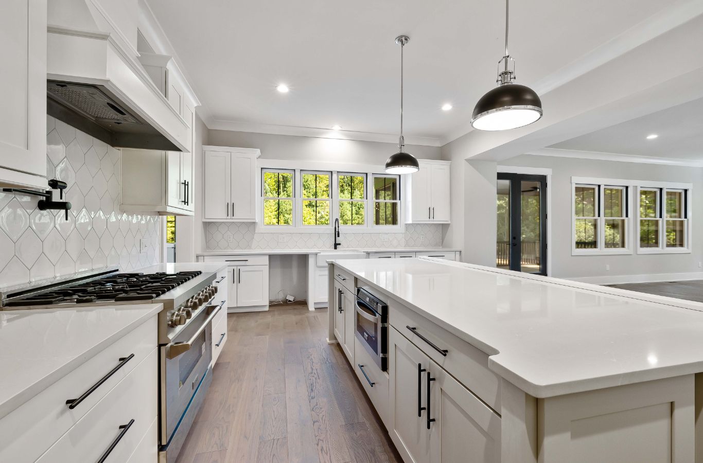 Sunshine Clean Pros team member performing house cleaning services in Cherry Hill Township, NJ, in a kitchen that highlights cleanliness and local expertise