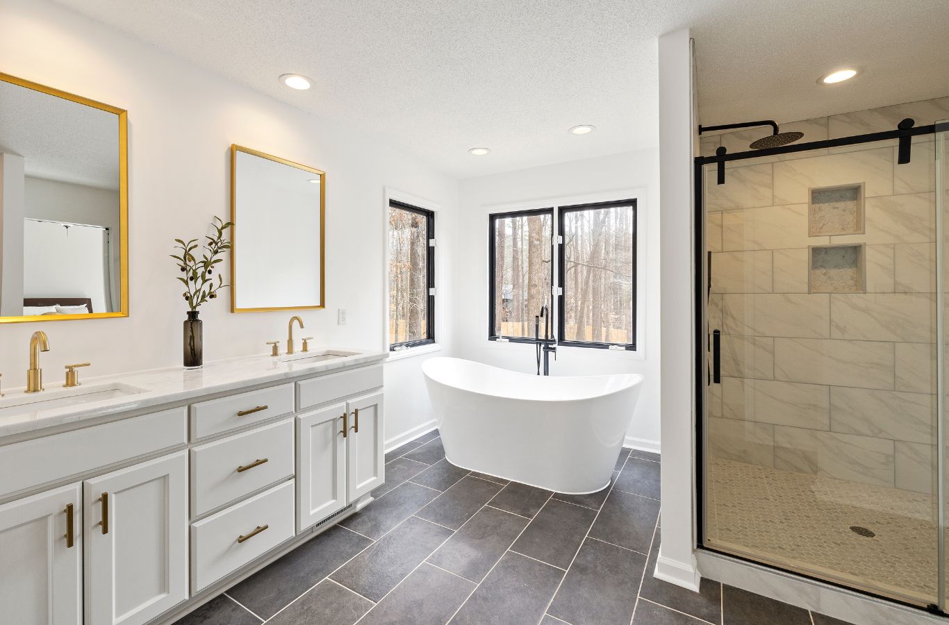 A Sunshine Clean Pros cleaner carrying out house cleaning services in Collingswood, NJ, sanitizing a pristine bathroom to highlight reliability and professionalism. House Cleaning Services near me.