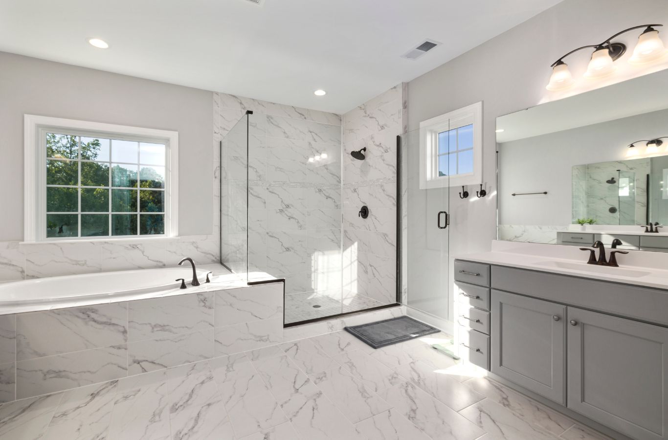 A Sunshine Clean Pros expert performing house cleaning services in Voorhees Township, NJ, deep cleaning a bathroom to showcase professionalism and trusted care. House Cleaning Services near me.